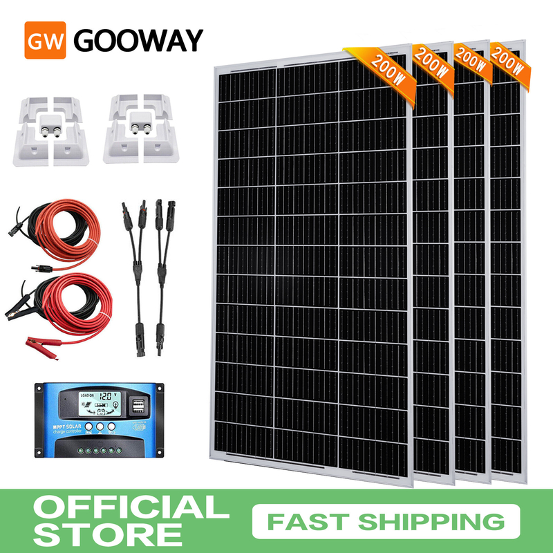 200w 400w 800w Комплект солнечных панелей 12v с креплениями Rv Caravan Camper Van